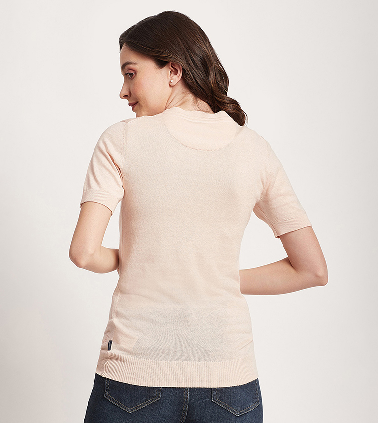 Solid Short Sleeves Knitted Top