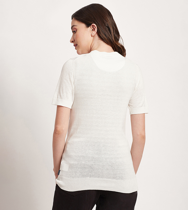 Solid Short Sleeves Knitted Top