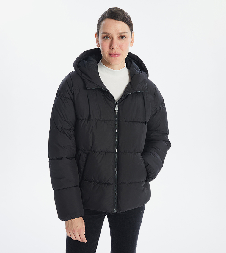 Zippered Hooded Puffer Jacket