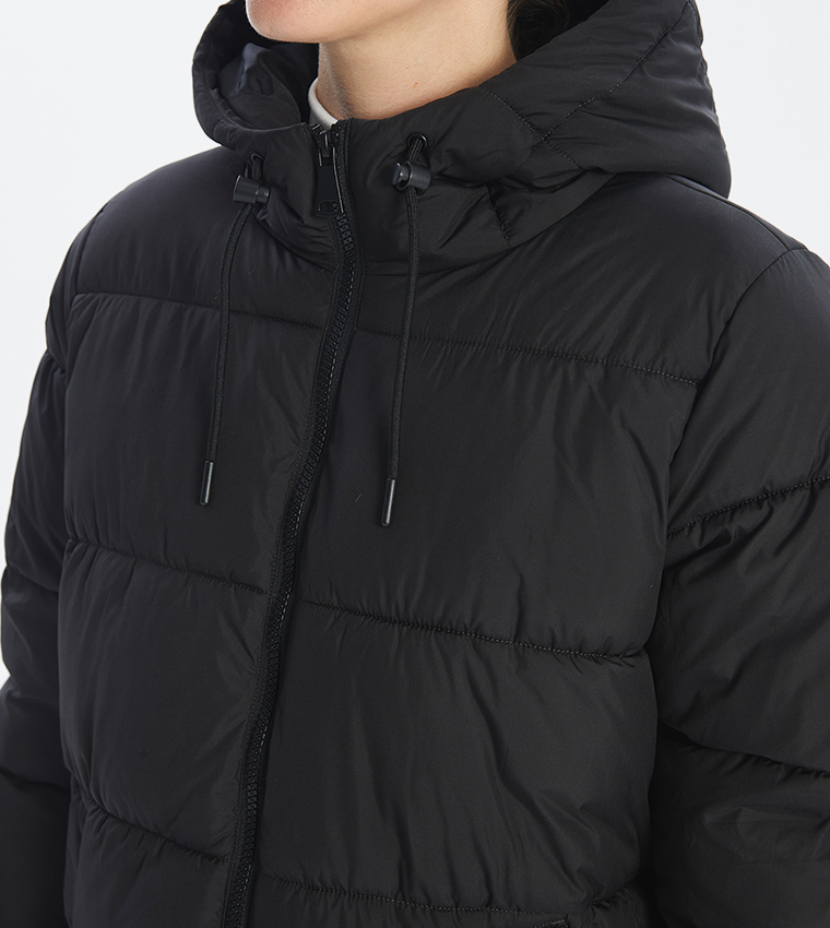 Zippered Hooded Puffer Jacket