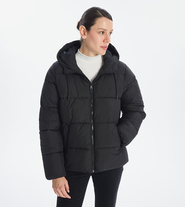 Zippered Hooded Puffer Jacket