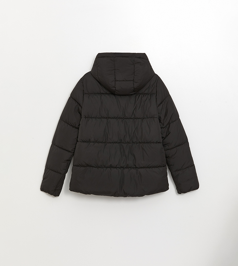 Zippered Hooded Puffer Jacket