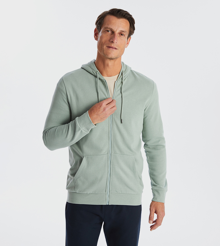 Solid Hooded Long Sleeves Zip-Up Jacket