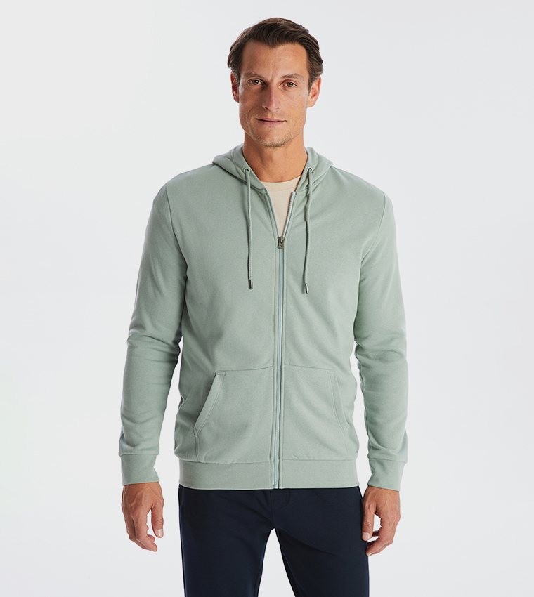 Solid Hooded Long Sleeves Zip-Up Jacket