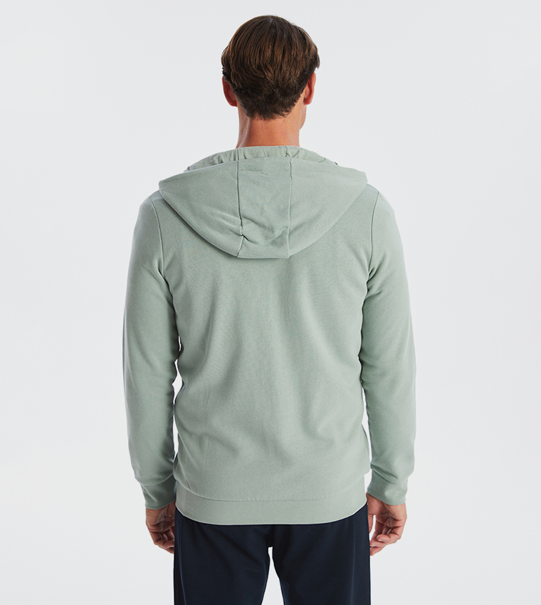 Solid Hooded Long Sleeves Zip-Up Jacket