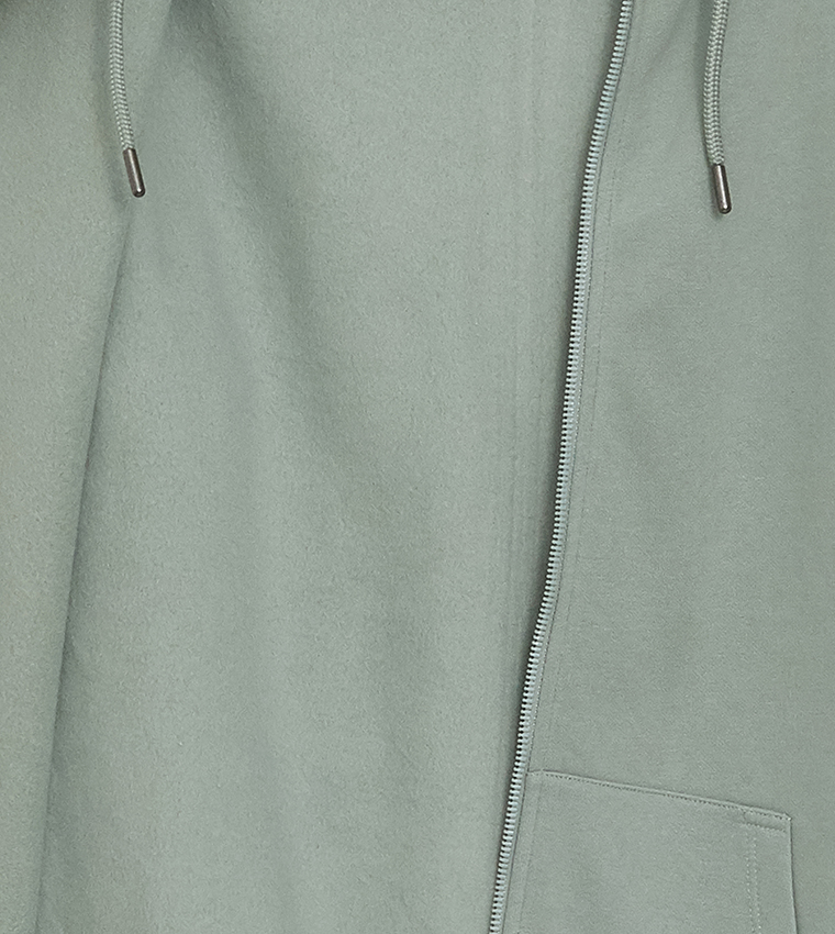 Solid Hooded Long Sleeves Zip-Up Jacket
