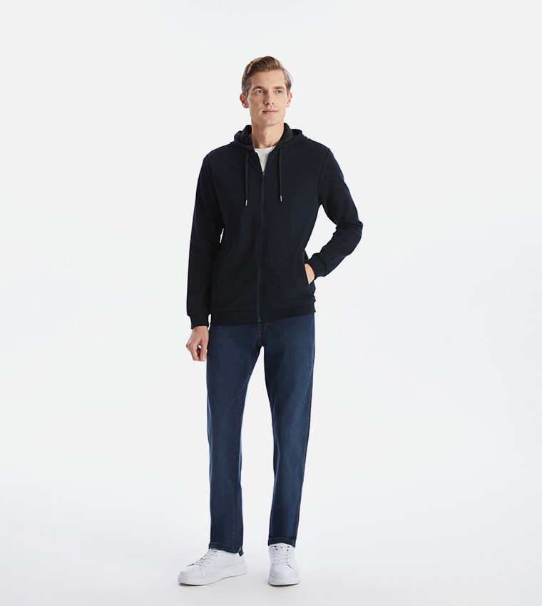 Long Sleeves Zip-Up Hooded Jacket