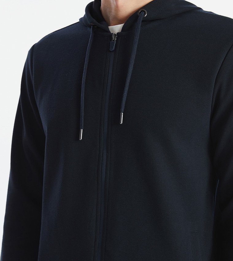 Long Sleeves Zip-Up Hooded Jacket