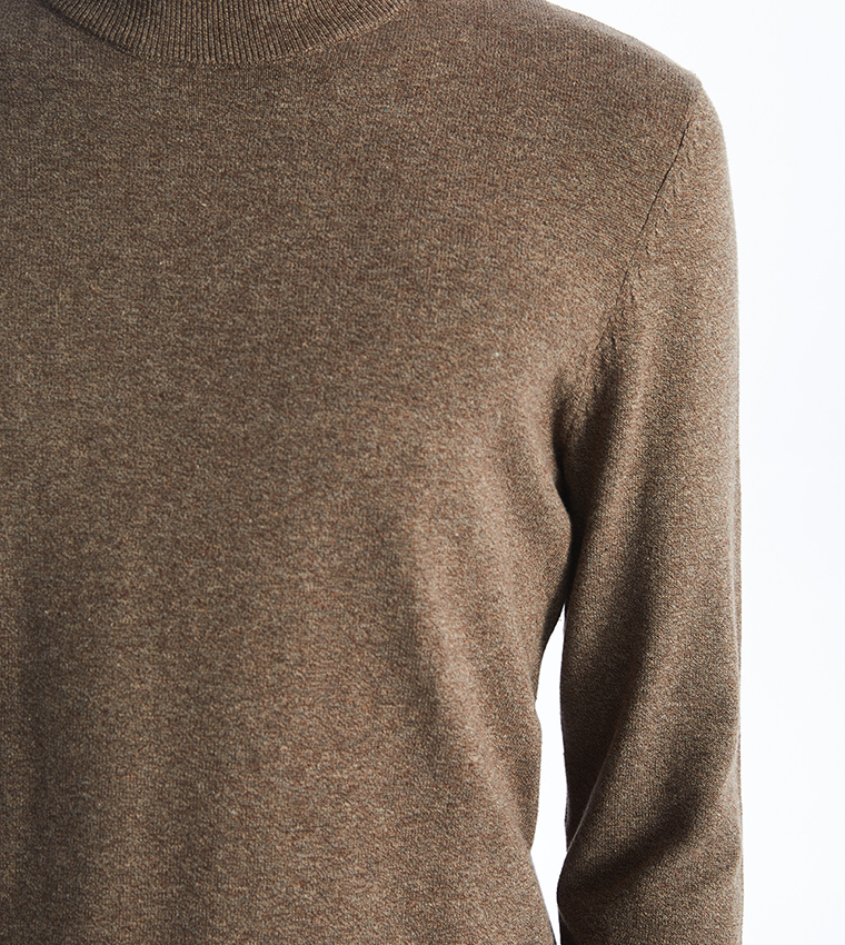 Solid High Neck Knit Sweater