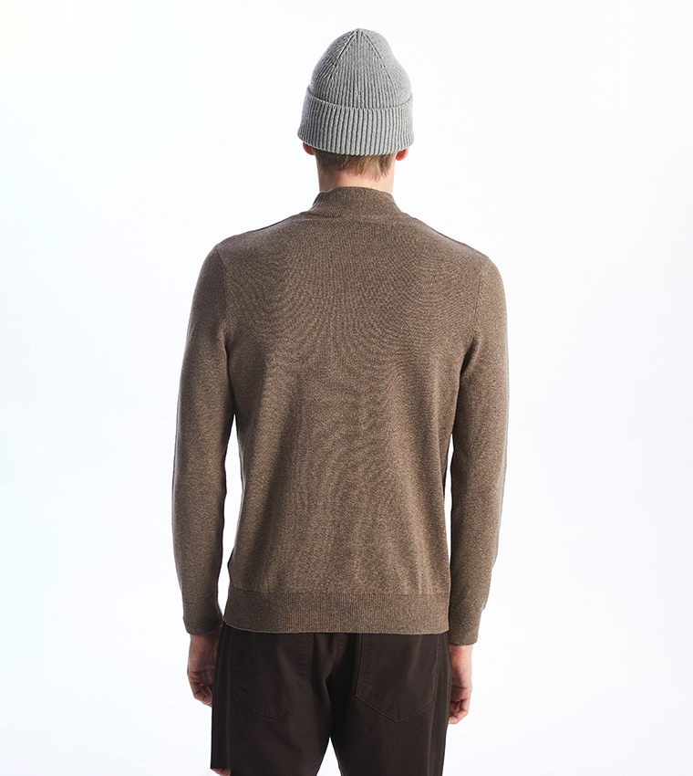 Solid High Neck Knit Sweater