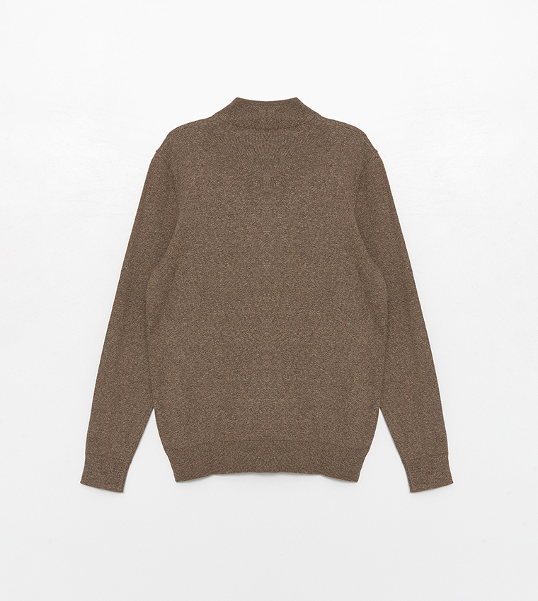Solid High Neck Knit Sweater
