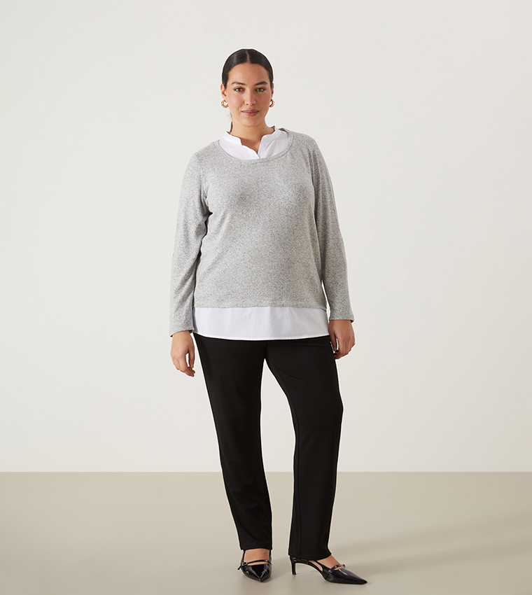 Solid Elastic Waistband Trousers