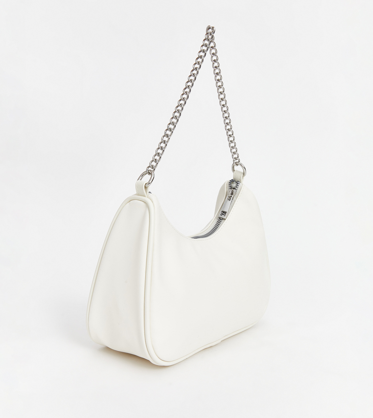 Solid Zippered Shoulder Bag