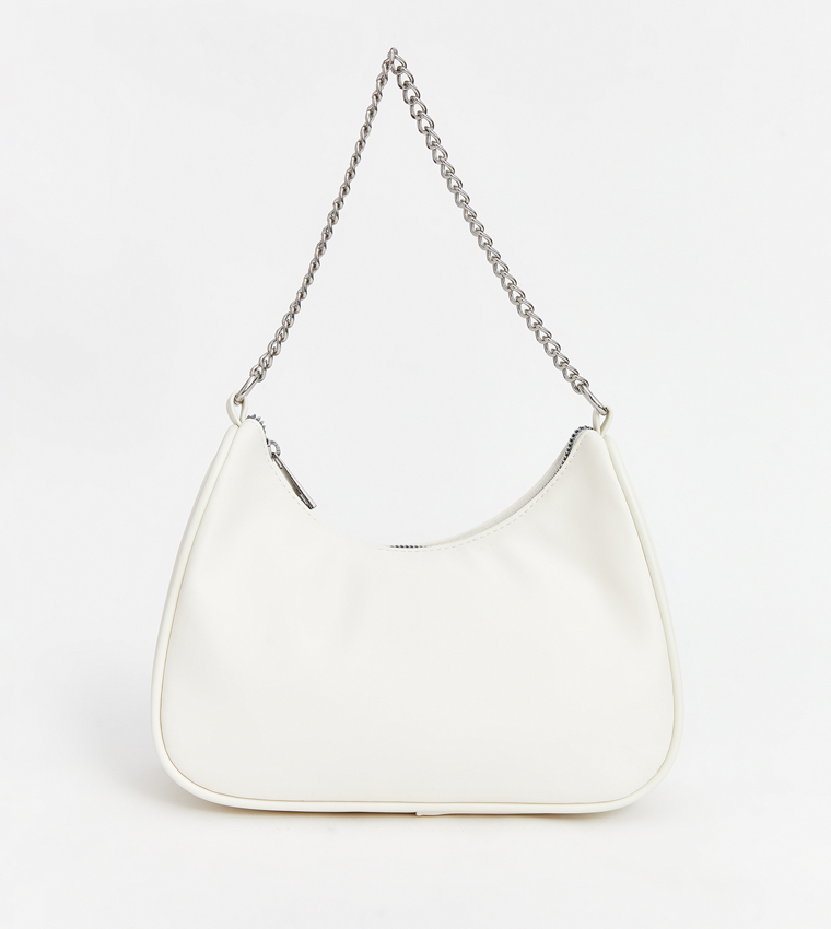 Solid Zippered Shoulder Bag
