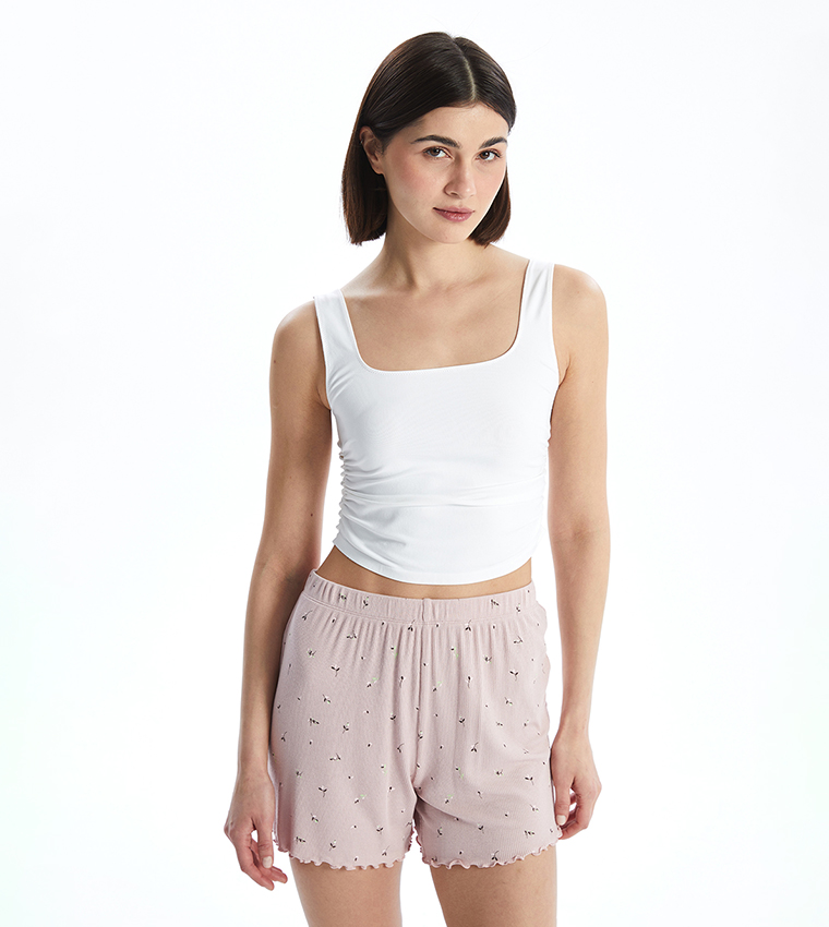 Ruched Square Neck Tank Top