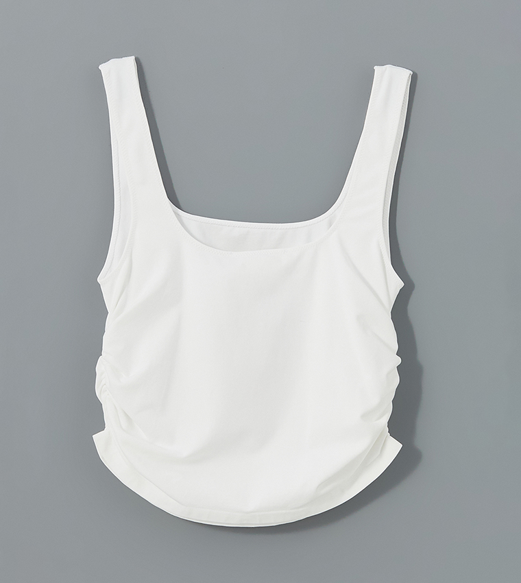 Ruched Square Neck Tank Top