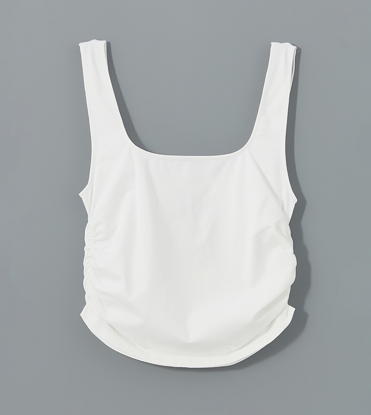 Ruched Square Neck Tank Top