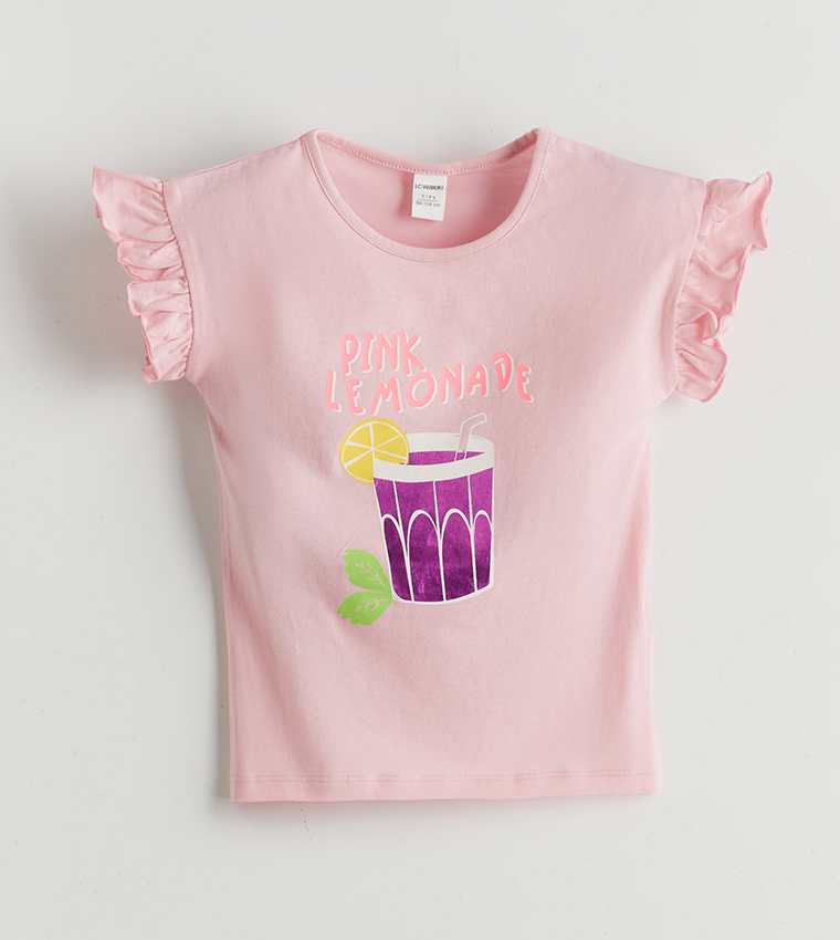 توب بأكمام كشكش بطبعة - قطعتين