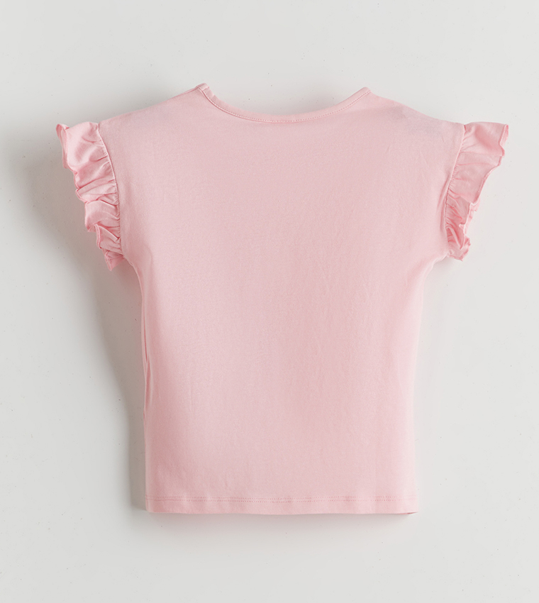 توب بأكمام كشكش بطبعة - قطعتين