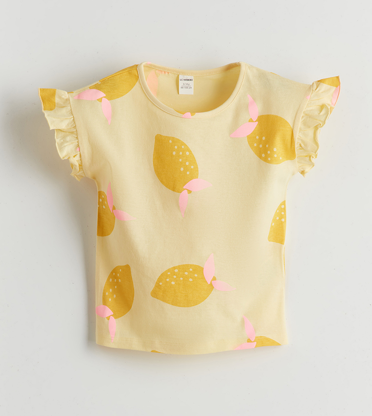 توب بأكمام كشكش بطبعة - قطعتين