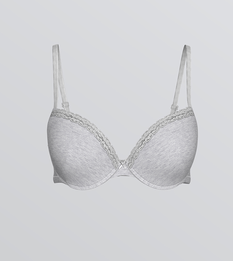 Pack of 2 Lace Trim Wired Non-Padded T-Shirt Bras