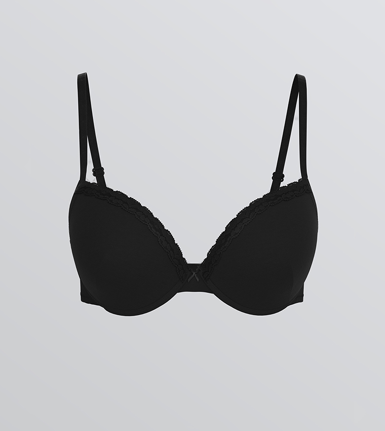 Pack of 2 Lace Trim Wired Non-Padded T-Shirt Bras