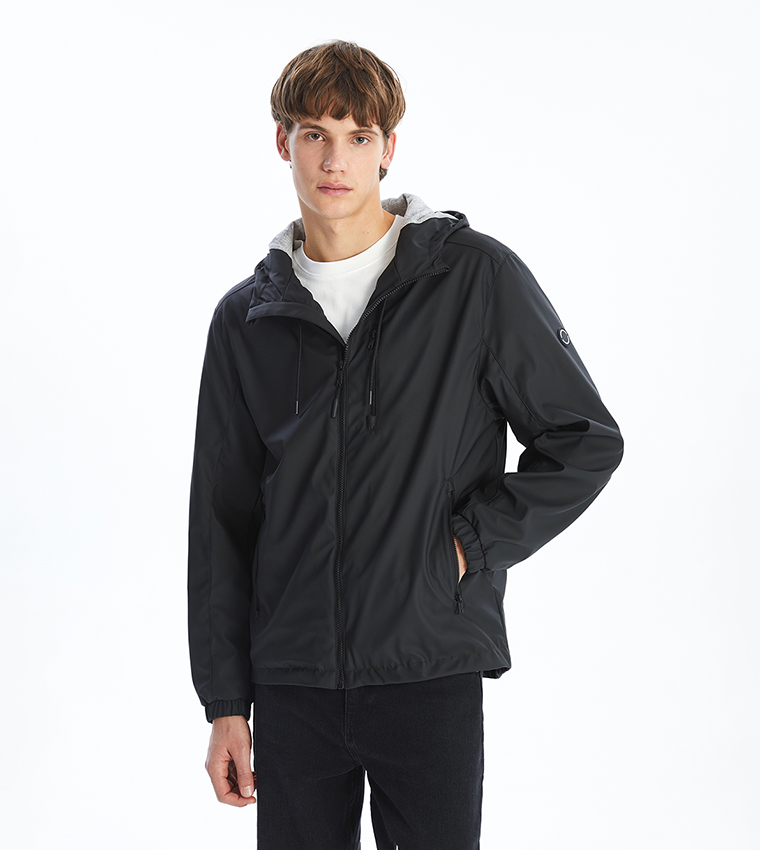 XSIDE Solid Regular Fit Hooded Jacket