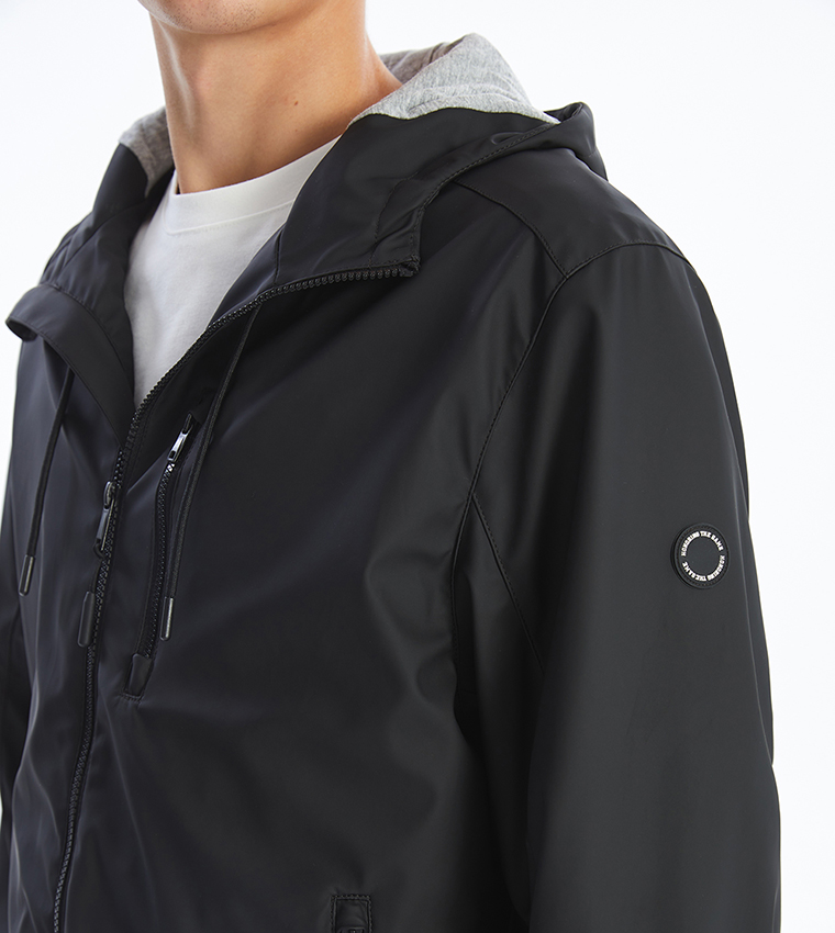 XSIDE Solid Regular Fit Hooded Jacket