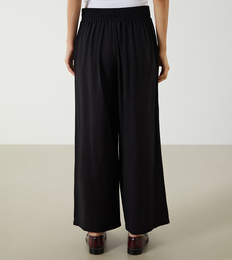 بنطال واسع سادة بخصر مرن