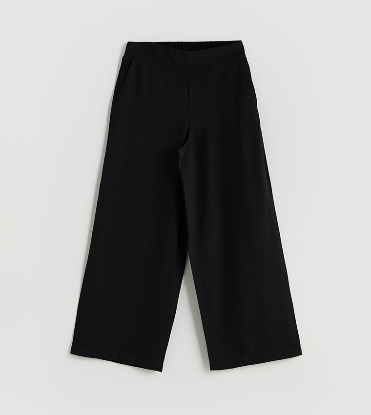 بنطال واسع سادة بخصر مرن