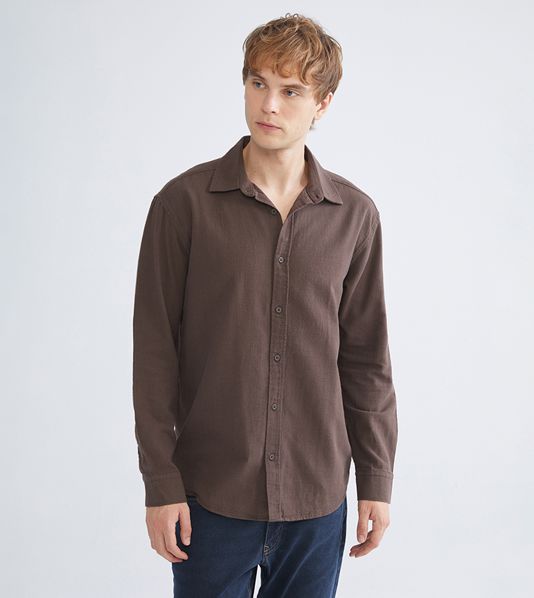 Regular Fit Linen-Look Long Sleeves Shirt