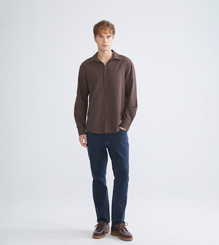 Regular Fit Linen-Look Long Sleeves Shirt