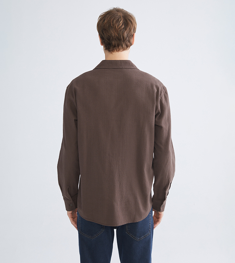 Regular Fit Linen-Look Long Sleeves Shirt