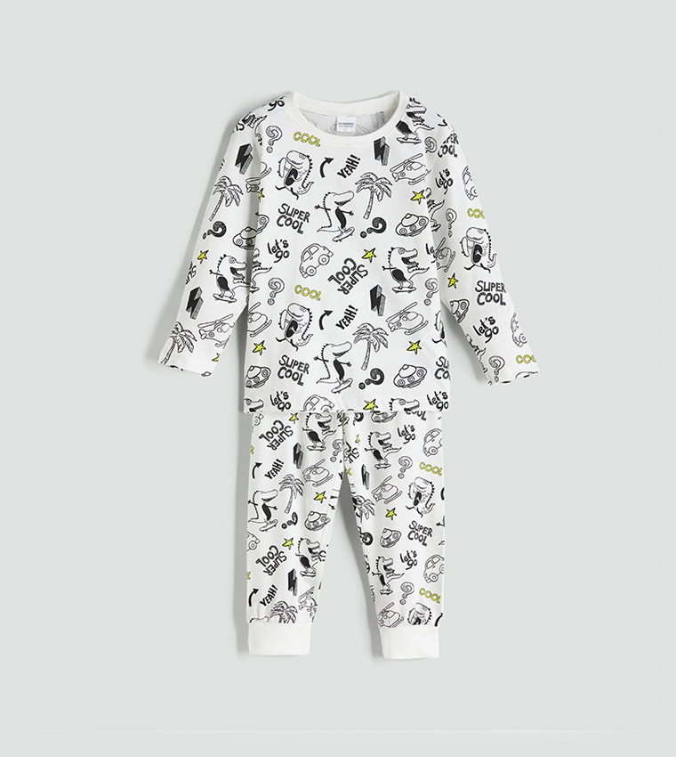 Printed Crew Neck Pyjama Set