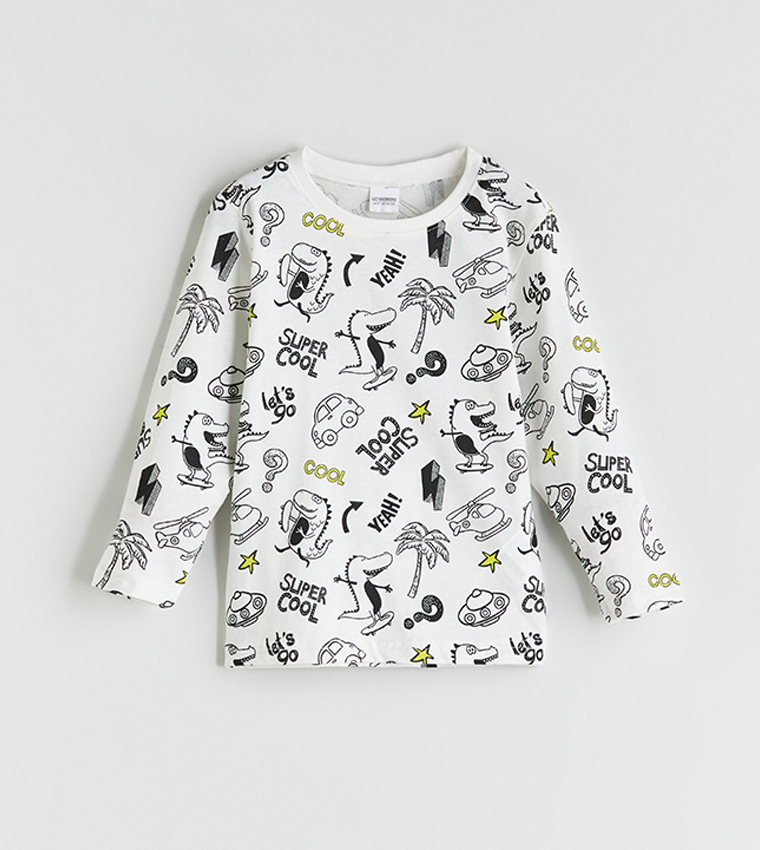 Printed Crew Neck Pyjama Set