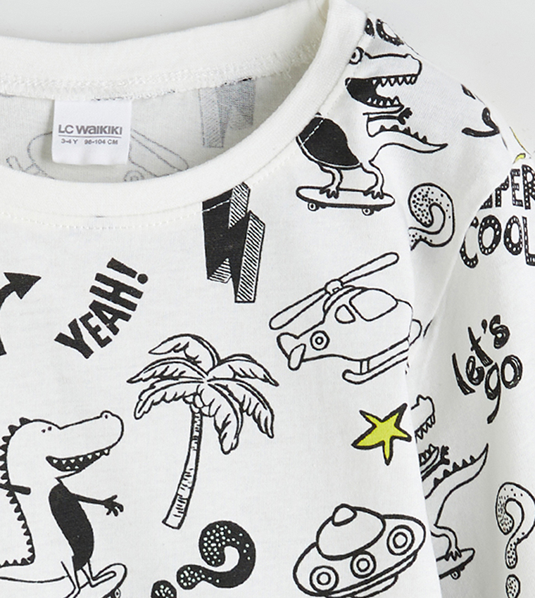 Printed Crew Neck Pyjama Set