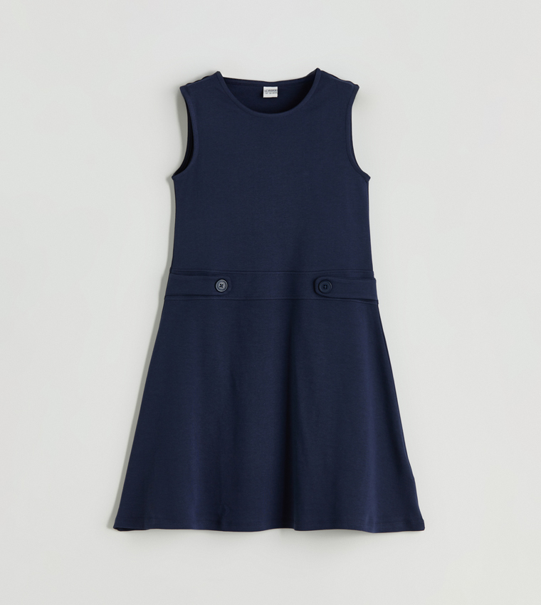 Solid Sleeveless Flared Dress