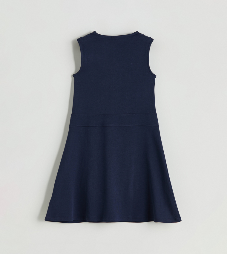 Solid Sleeveless Flared Dress