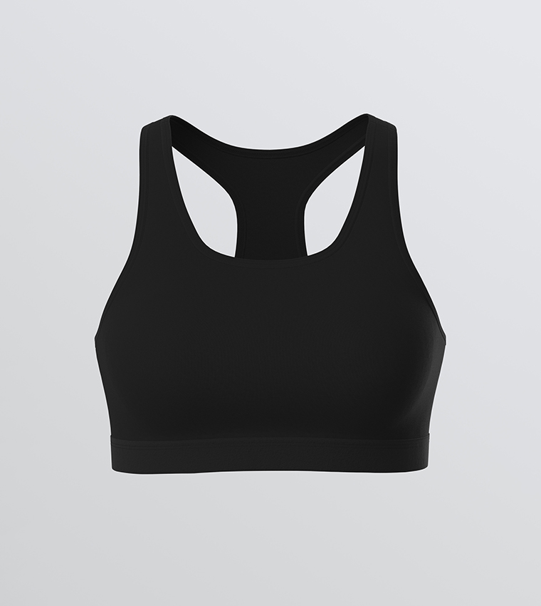 Pack of 2 Solid Scoop Neck Sports Bra
