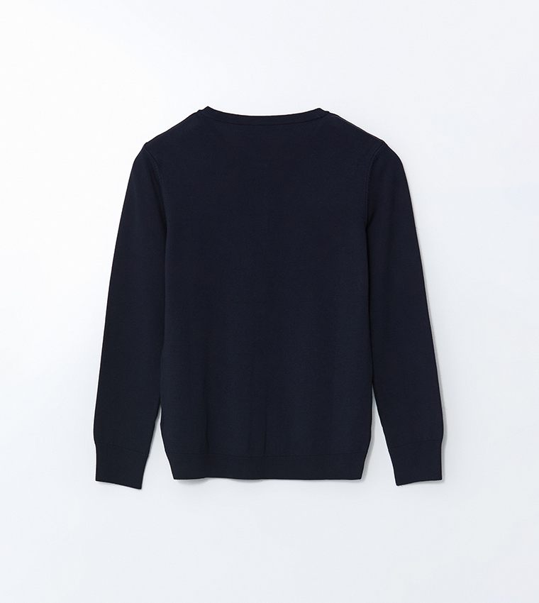 Solid Crew Neck Cardigan