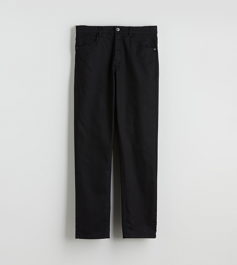 بنطال تشينو ضيق سادة بخصر متوسط 