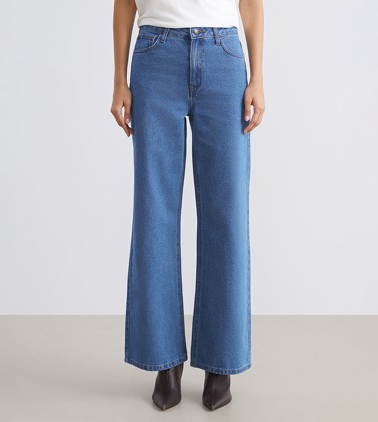 Washed High Waist Wide Leg Jeans