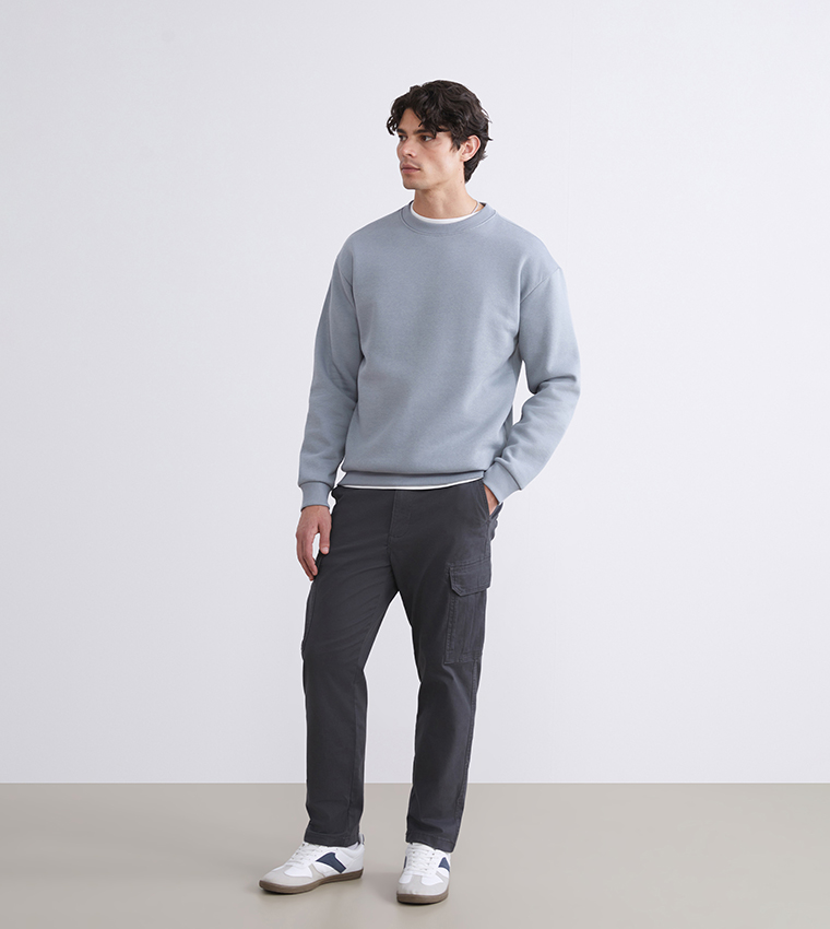 بنطال كارغو تويل بخصر متوسط 