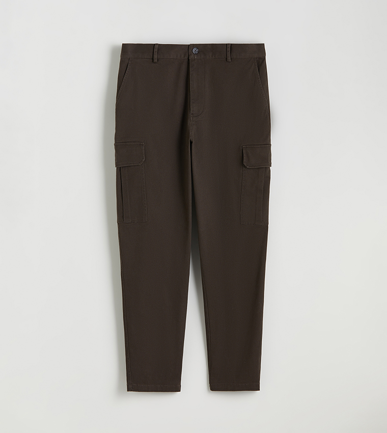 Solid Straight Fit Cargo Pants