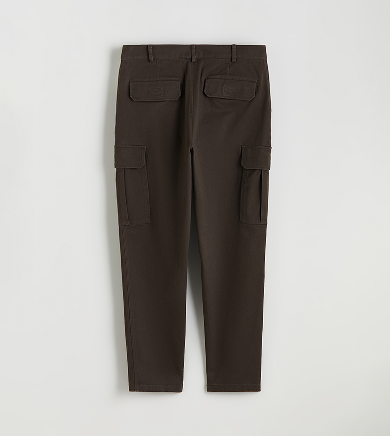 Solid Straight Fit Cargo Pants