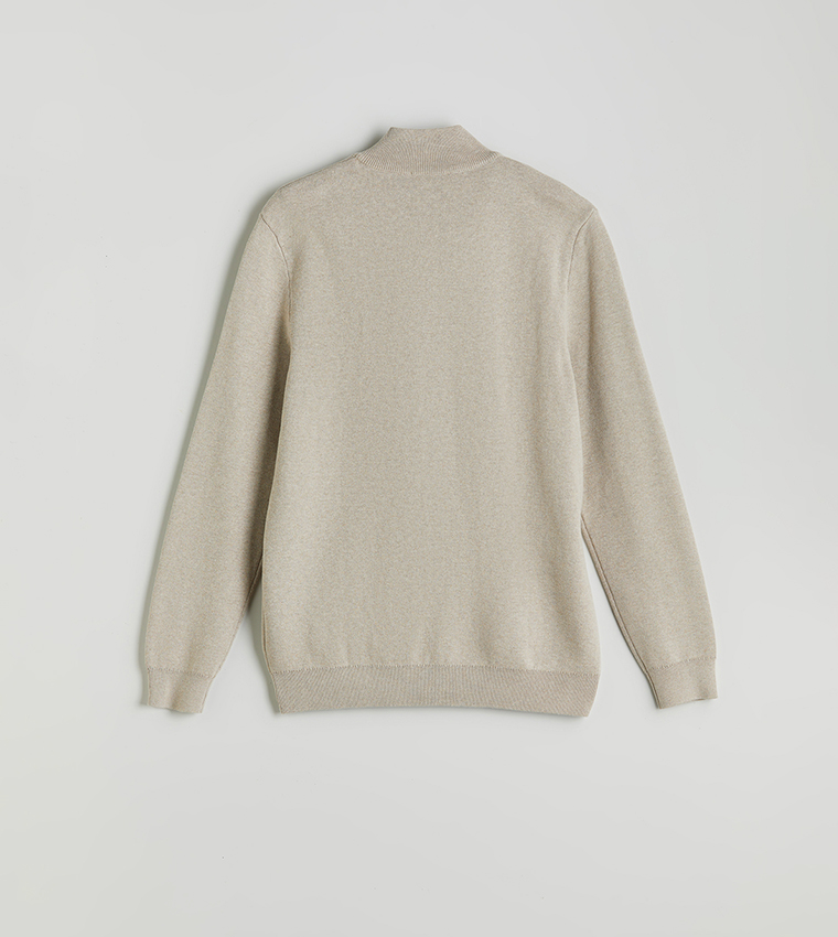 Funnel Neck Knit Zip Cardigan