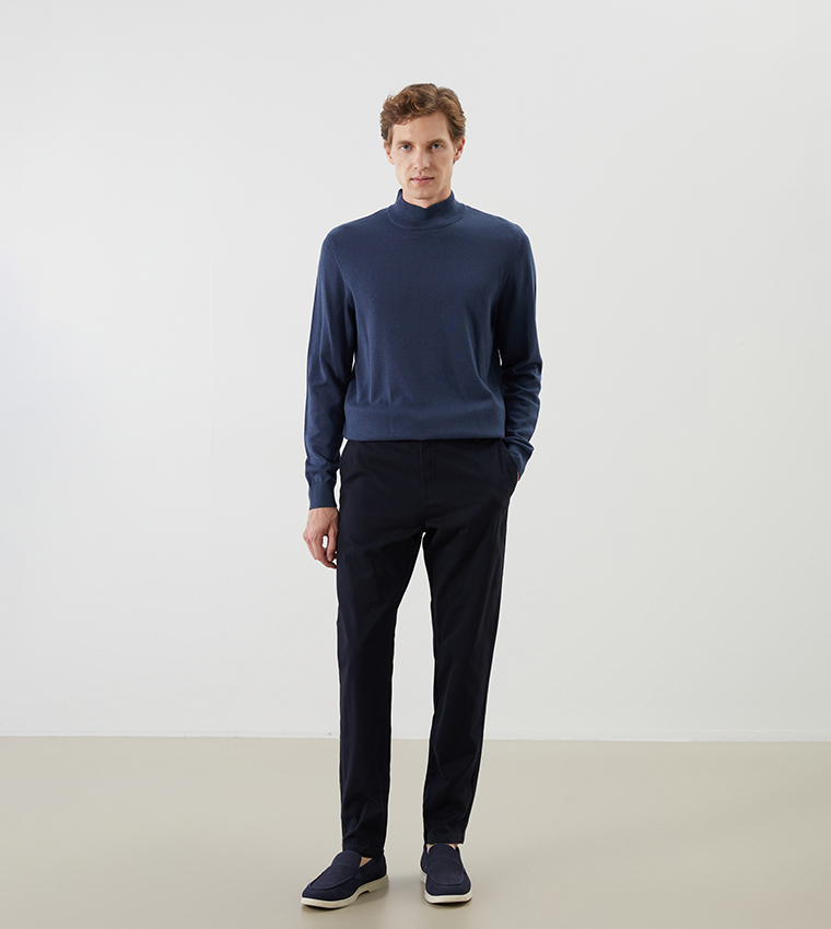 Solid High Neck Knit Sweater