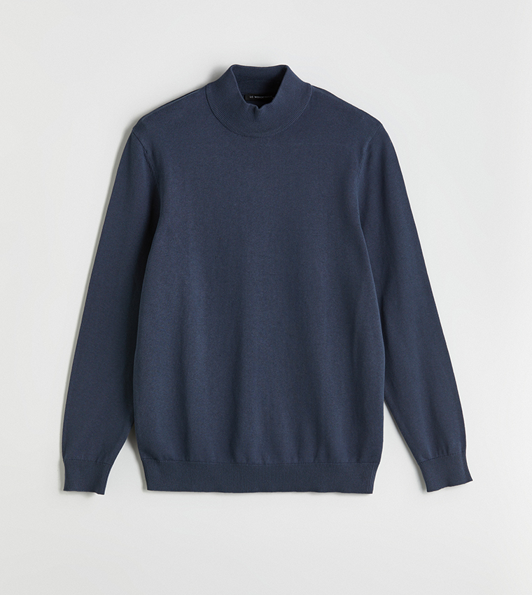 Solid High Neck Knit Sweater