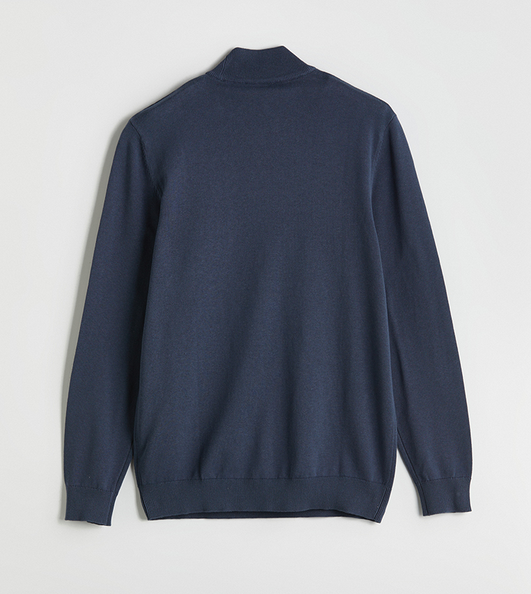 Solid High Neck Knit Sweater