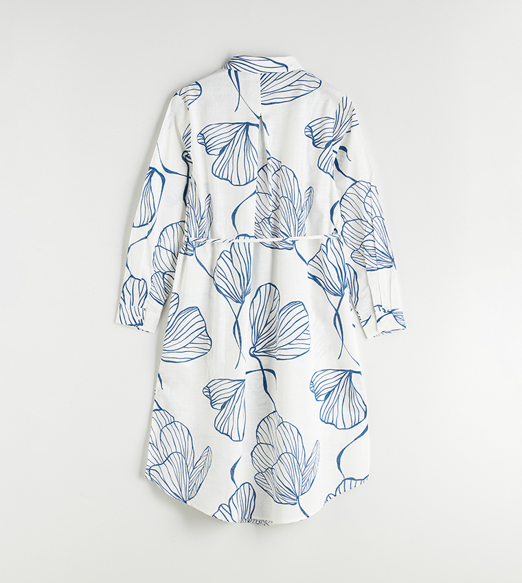 قميص تونيك بطبعة وكم طويل 